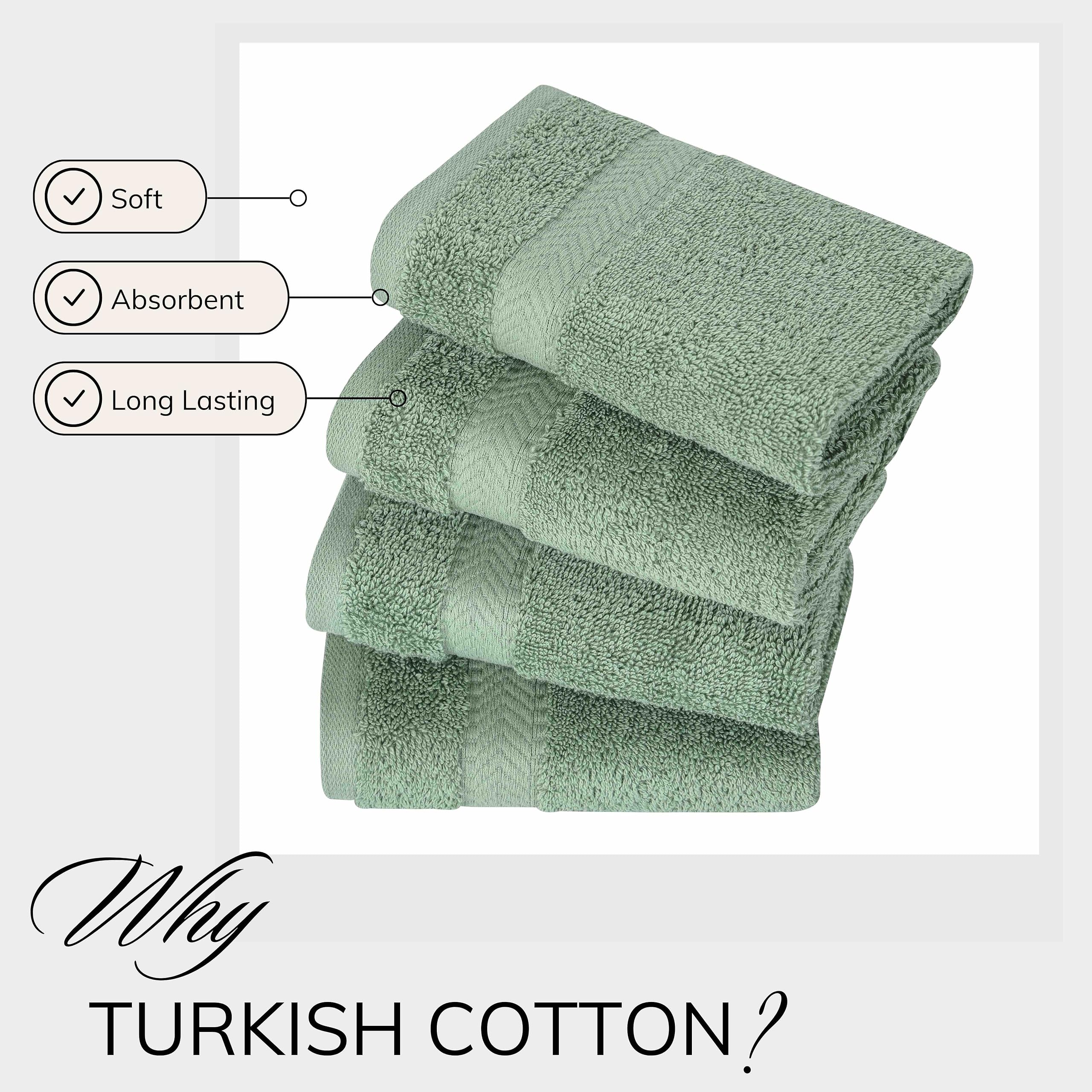 Textilom 100% Turkish Cotton 4 Piece Luxury Washcloth Towel Set For Bathroom & Kitchen, Thick & Super Soft & Highly Absorbent &